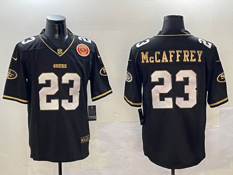 Men San Francisco 49ers 23 Mccaffrey Black Gold 2024 Nike Limited NFL Jersey style 01085